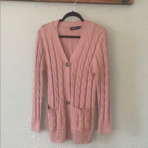 Elegant Pink Cable Knit Cardigan